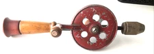 VTG Egg Beater Hand Crank Drill With wood Handles 13"
