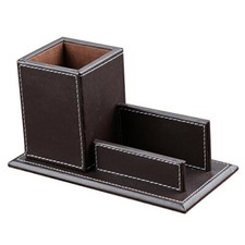 PU Leather Desk Organizer and Accessories, Pencil Holder for Desk with Brown