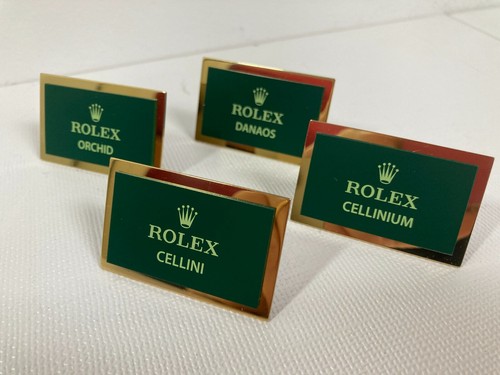 Set ROLEX 4 targhette da esposizione , metallo smaltato , verde, varie tipologie - Foto 10 di 10