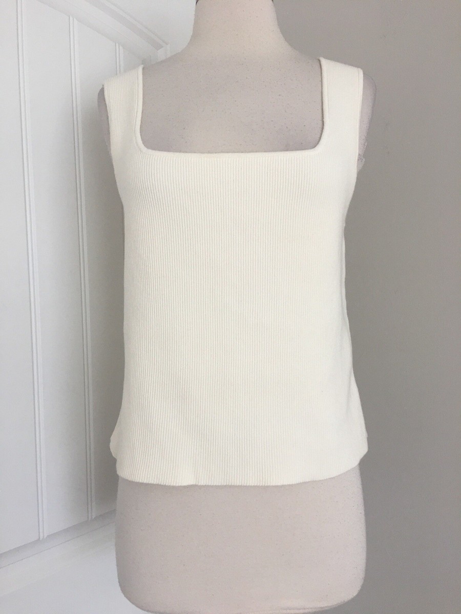 REFORMATION JULIA IVORY ORGANIC COTTON RIBBED SWEATER KNIT TANK