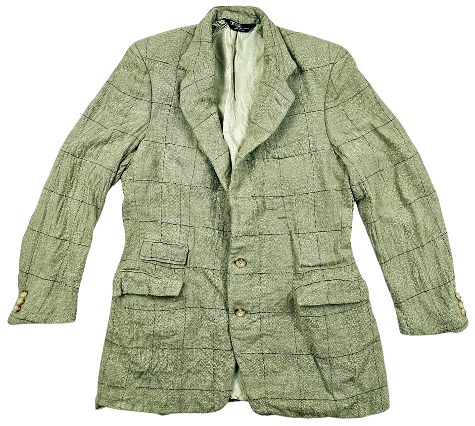 *LO ÚLTIMO BLAZER POLO RALPH LAUREN FORRO LANA A CUADROS SEDA BEIGE Chaqueta 42L S de Colección Para Hombre Foto 2 de 4