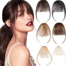 100 Remy Clip In Human Hair Extensions One Piece Thick Fringe Bangs Hairpiece