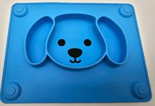 Qshare Toddler Plate, Portable Suction Baby Plates Toddlers/Babies Silicone Blue