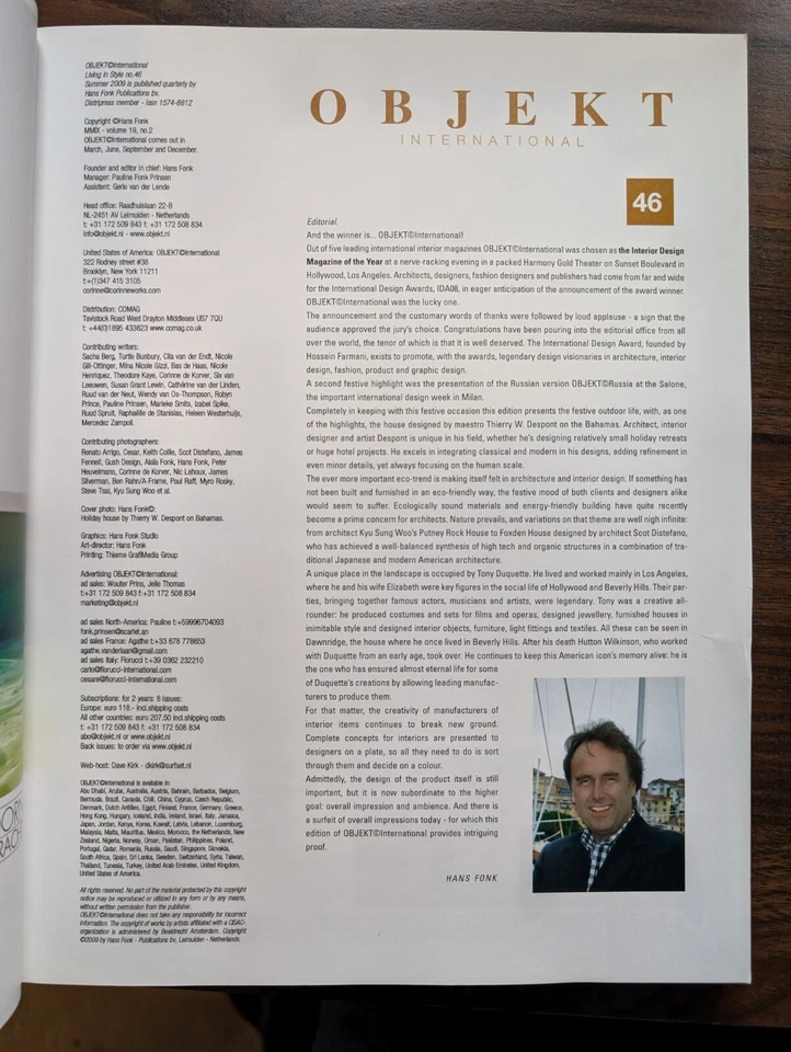 OBJEKT INTERNATIONAL MAGAZINE #46 LIVING IN STYLE SUMMER 2009 - Rare/Vintage! - Image 4 of 4