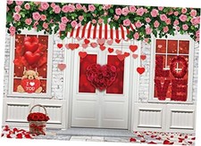 7X5FT Valentine's Day Backdrop Valentine's Day Store Backdrop Pink Rose 7x5ft