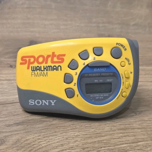 Vintage Sony Sports Walkman FM AM Radio SRF-M78 Wrist Arm Band Fitness Yellow
