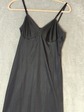 Vtg Vanity Fair babydoll Maxi Long Slip Dress Black USA Nylon 34 Pinup