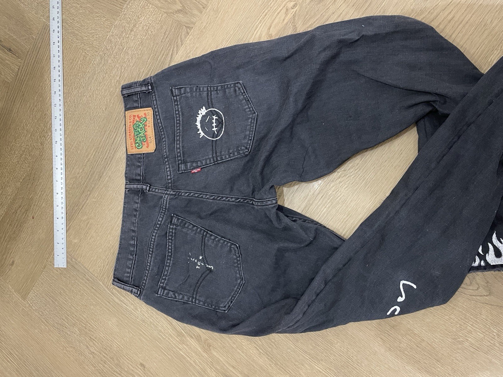 Rare Travis Scott Cactus Jack x Levi's 514 Embroidered Black Jeans W32 image 9