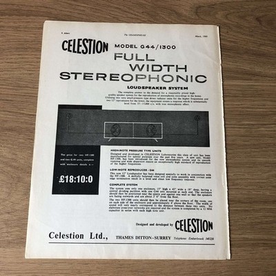 GRAM192 MAGAZINE ADVERT 11X8 CELESTION MODEL G44 SPEAKER