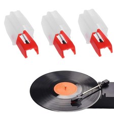 Lot de 3 aiguilles de rechange durables pour tourne-disque avec coque de prot...