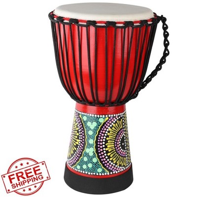 AIMEIS 10'' Goatskin Djembe Drum Mahogany Hand Painted African Drum