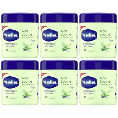Vaseline Aloe Soothe Moisturizing Body Cream, 13.5oz (400ml) (Pack of 6)