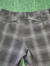 Quicksilver Shorts Men's 38 Black Gray Plaid Embroidered Logo Graphic Design