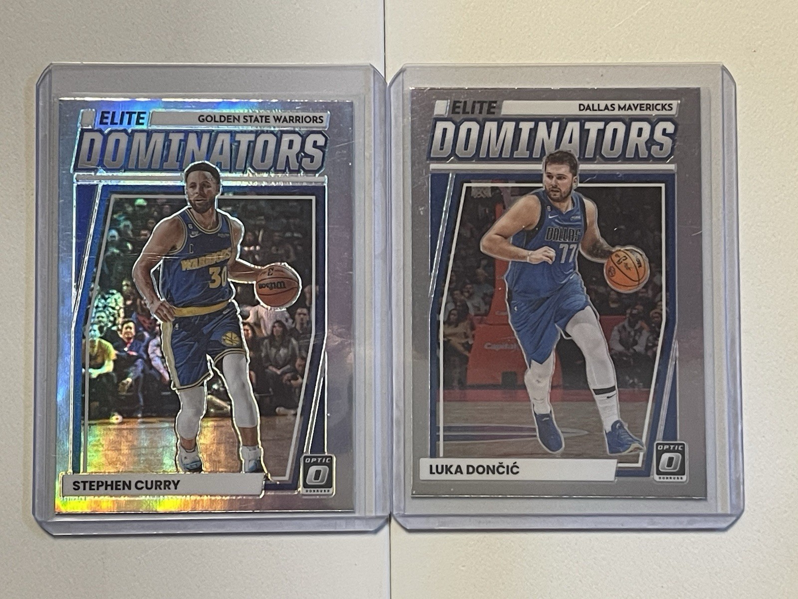 2022 Donruss Optic Elite Dominators Holo Silver Steph Curry/Luka Doncic