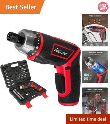 Compact 4V Cordless Electric Screwdriver Kit with 44 Accessories and Dual Grip