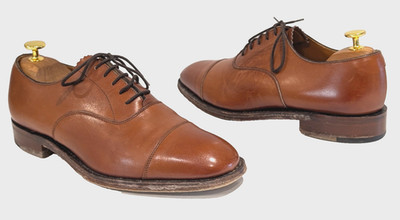 Loake Shoemaker Avon Tan Calf Leather Cap Toe Oxford Shoes UK 6,5 EU 40 Wedding