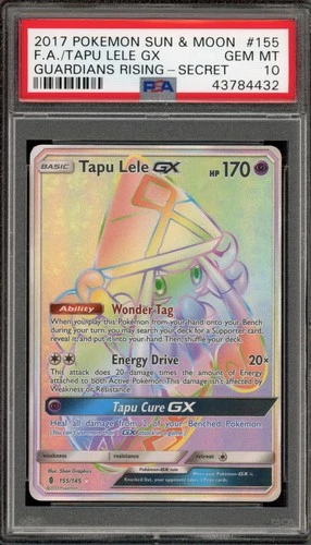 Pokemon Tapu Lele GX Guardians Rising Secret Rare #155 PSA 10 Gem Mint