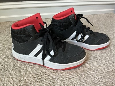 Adidas Black White Red High Top Unisex Kids Sneakers Size 3.5