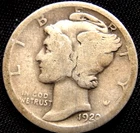 1920-P Mercury 90% Silver 10 Cent Dime Coin