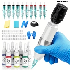 Complete Tattoo Kit - Lightweight Plastic Pen Machine  5-12V Adjustable Full Kit