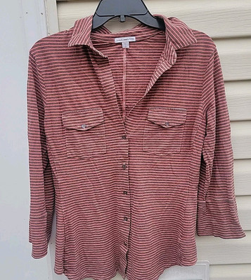 standard James Perse striped button down shirt 3/4 sleeve size 3 (large) WCS3826