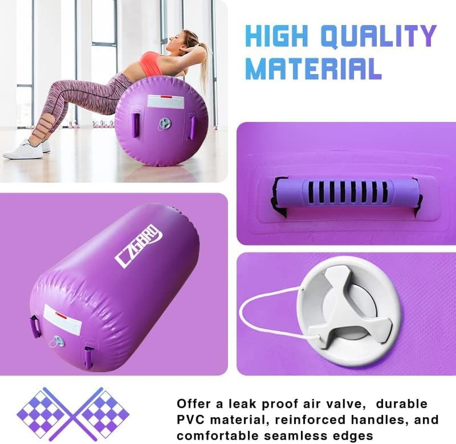 CZGBRO Air Roller Gymnastics Barrel Inflatable Tumbling Roller Air Mat Octago...