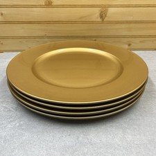 Set of 4 Matte Gold 13" Charger Plates Heavy Duty Plastic Tableware Taiwan