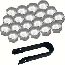 20x COPRIBULLONI UNIVERSALI DA 19MM TAPPI PER AUTO IN ABS CROMATO COPRI DADI