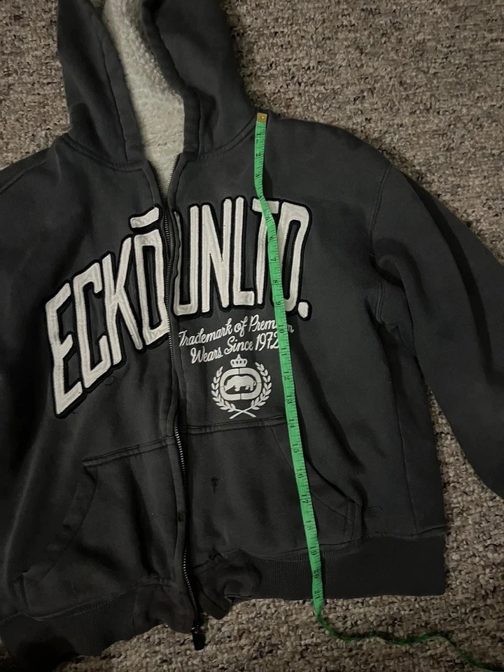 Толстовка с капюшоном молодежная Ecko Unltd шерпа с подкладкой на молнии большой размер  - Изображение 2 из 4