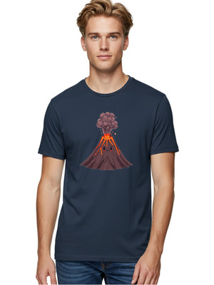 Volcano-6 Mens Graphic Tee, 100% Cotton, Casual Summer Wear