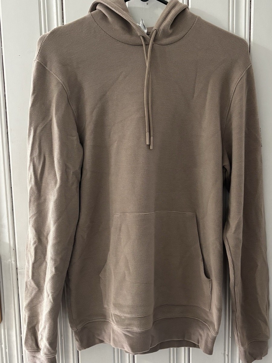 Alo Yoga Micro Waffle Fast Break Hoodie Men Small Hoody Beige GUC