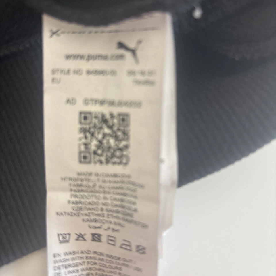 Sweat à Capuche Puma Femme XS Noir Logo Blanc Hoodie Très Bon État - Photo 4/4