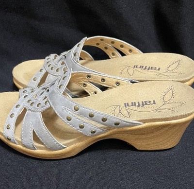 Umberto Ruffini  Nicci  Studded Blue Suede Wedge Sandals Size 37 (6.5/7) New/Box