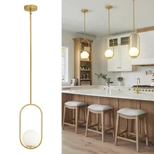 Pendant Lights Kitchen Island Modern Gold Globe Pendant Light Mid Century Lig...