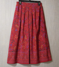 Nwot JANTZEN Classics Midi Skirt Dark Red Floral Pleated Womens 10 A1-95