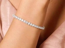 5ct Prong Tennis Moissanite Bracelet 14k White Gold Over Women Christmas