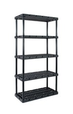 36"x 72" x 18" 5 Tier Plastic Shelf Heavy Duty Garage Utility Storage Organizer