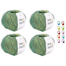 Variegated Multicolor Cotton Blend Yarn Gradient Self Striping Sport Weight Y...