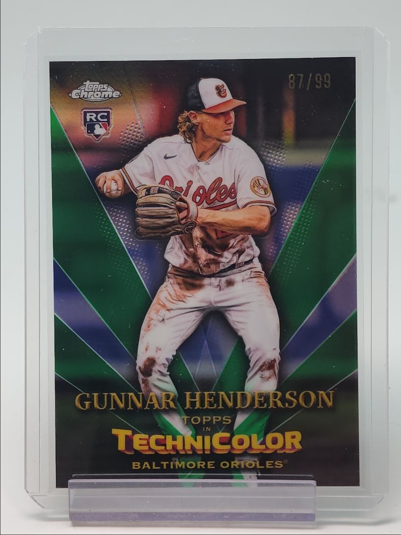 GUNNAR HENDERSON 2023 TOPPS CHROME ROOKIE TECHNICOLOR GREEN RC /99 Q2885