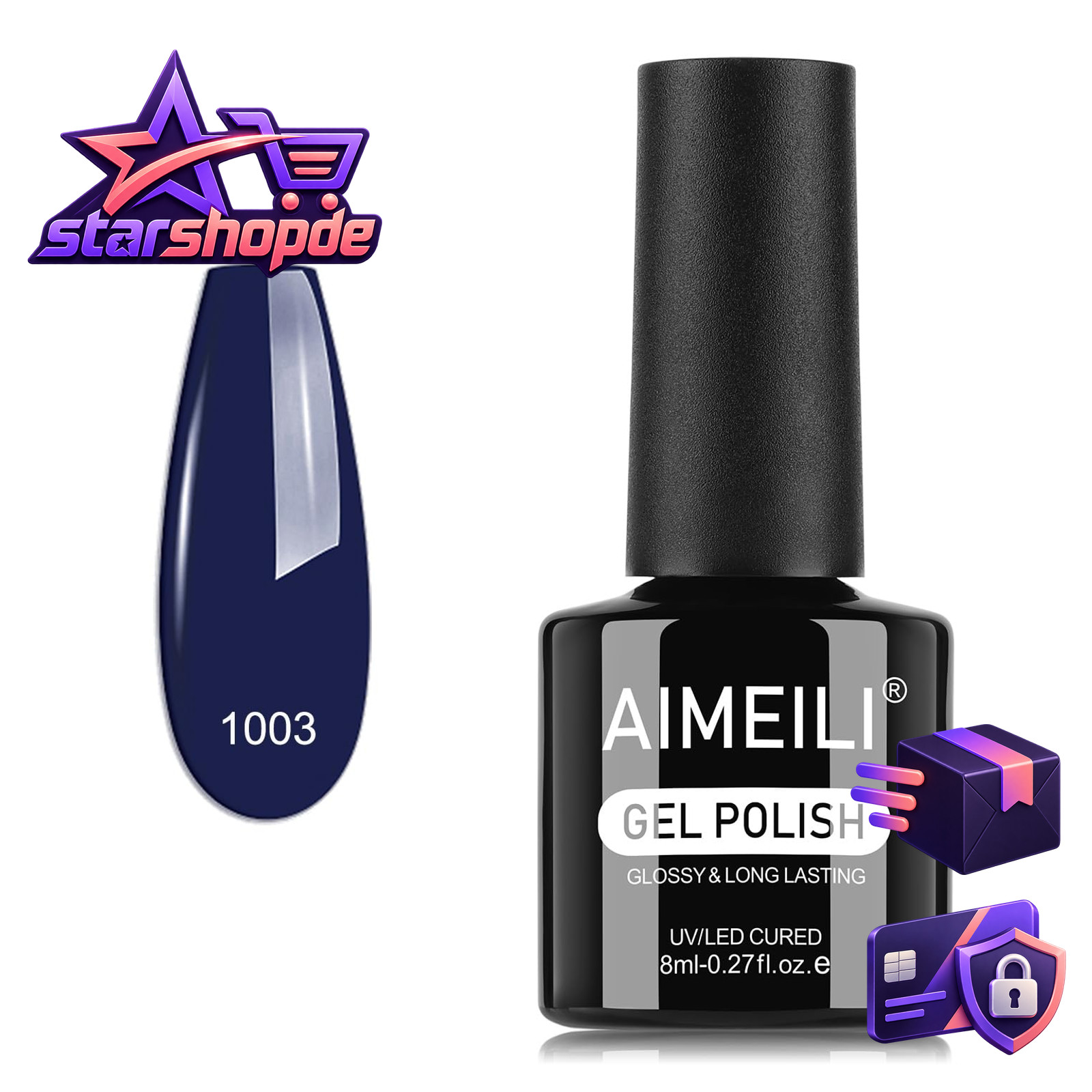 UV Nagellack Dunkelblau 8ml Soak Off Farbgel für Nägel Gellack Nailart 1003