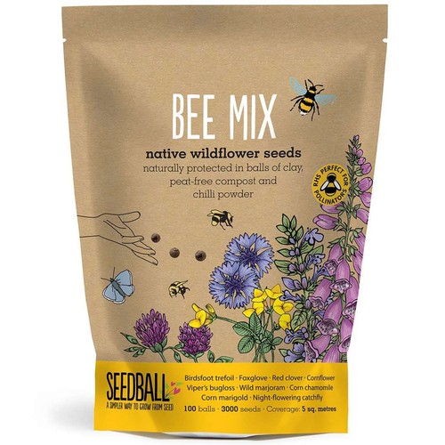 Seedball Bee Mix Seed Bombs, 100 bee-Friendly Wildflower Balls Per Pack