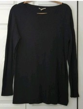 CASLON BLACK TUNIC LENGTH RIBBED LONG SLEEVE SWEATER-L