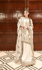 Stunning Look Heavy Faux Georgette Top Palazzo With White Dupatta For Festival