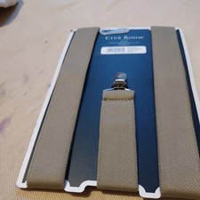 Club Room Mens Beige Solid Elastic Stretch Metal Clip-ON End Suspenders