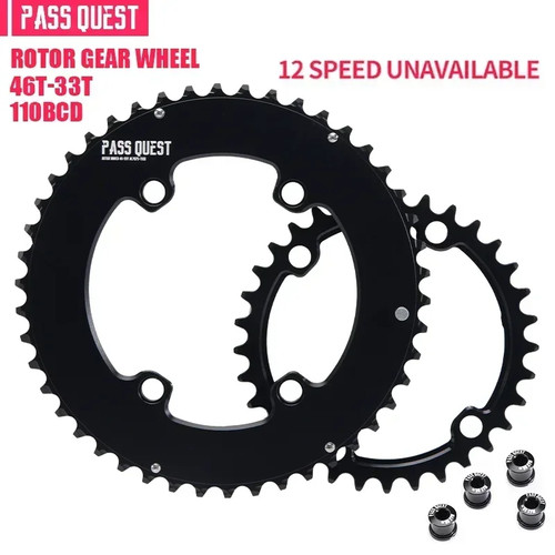 PASS QUEST 110 BCD Double Chainring for ROTOR VEGAST ALDHU Road Bike Crown - Picture 16 of 23