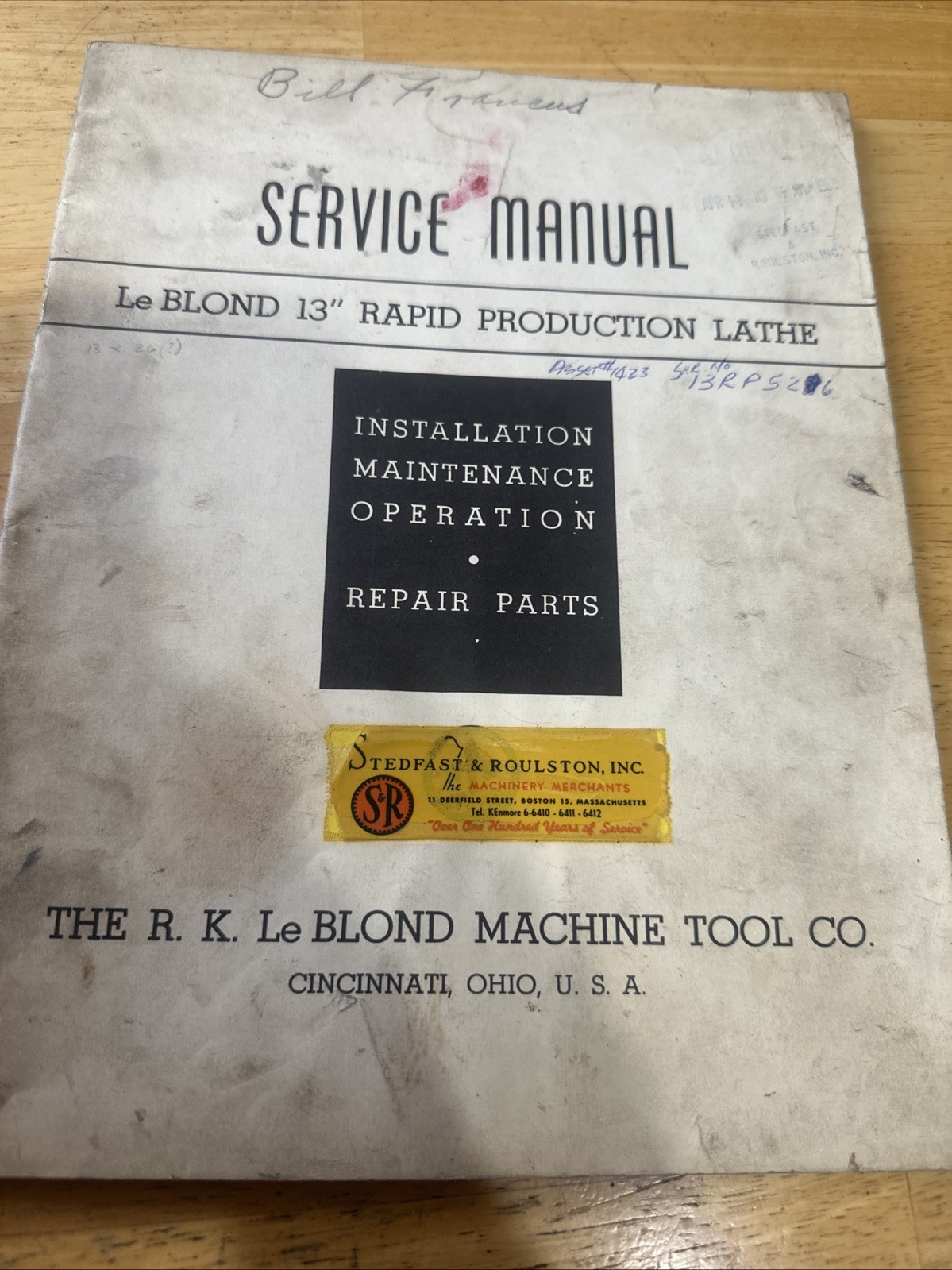 Service Manual Leblond 13” Geared And Motor Head Rapid Production Lathes