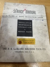 Service Manual Leblond 13” Geared And Motor Head Rapid Production Lathes