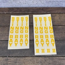 Vintage Schwinn Sting Ray Decal Yellow STINGRAY Letter Water Transfer Lot Paper
