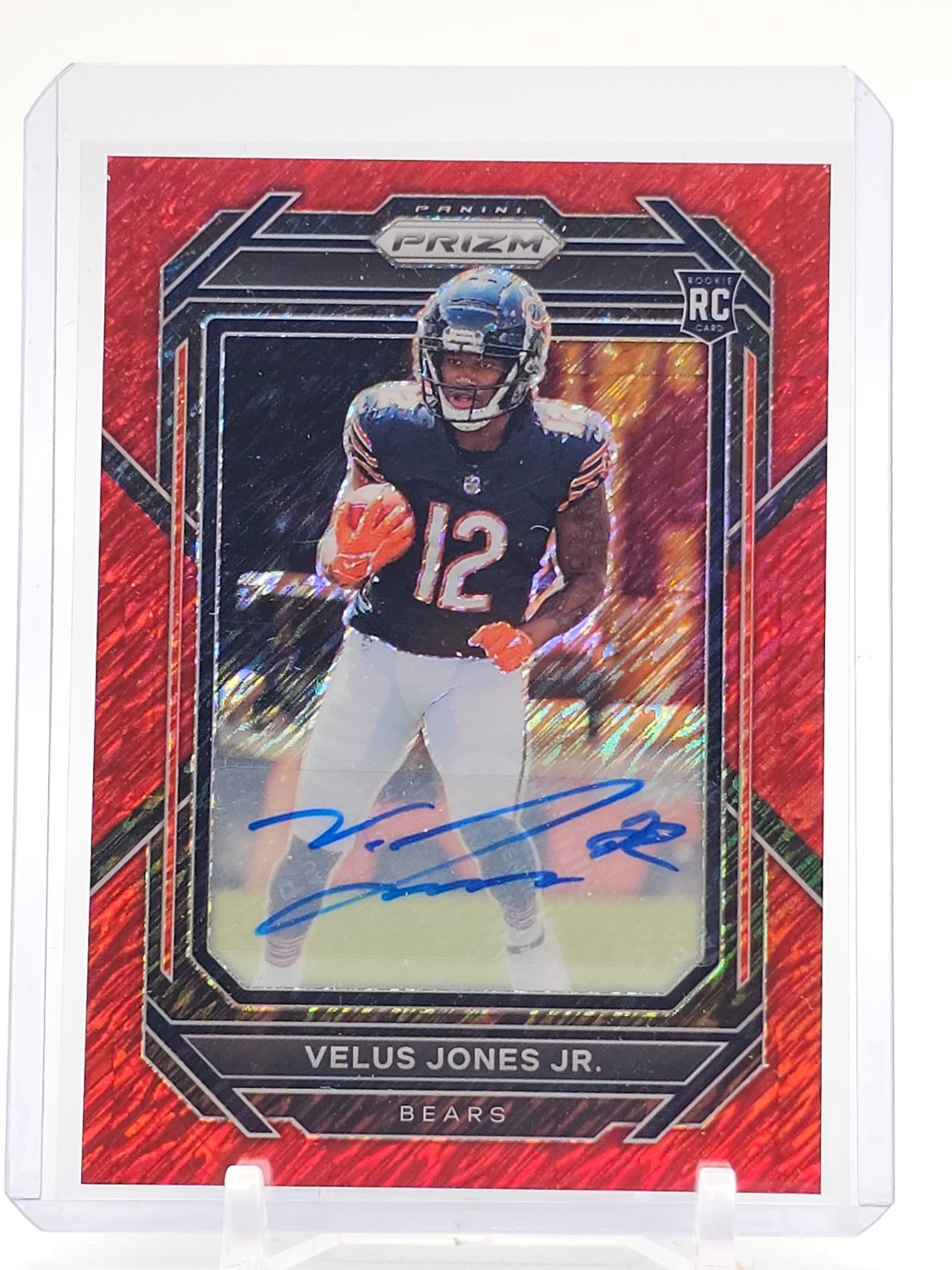 Velus Jones Jr. Panini Prizm #332 Autograph Red Shimmer
