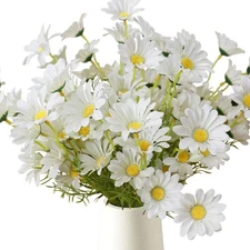 Artificial Flowers 8 Bundles 20” White Artificial Daisy Flowers UV Resistant ...